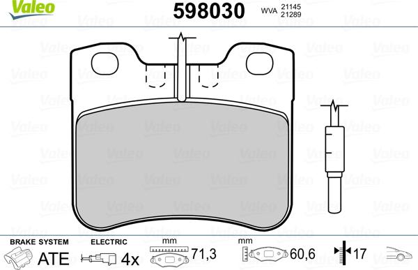 Valeo 598030 - Kit pastiglie freno, Freno a disco autozon.pro