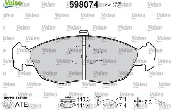 Valeo 598074 - Kit pastiglie freno, Freno a disco autozon.pro