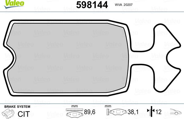 Valeo 598144 - Kit pastiglie freno, Freno a disco autozon.pro