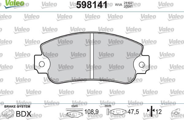 Valeo 598141 - Kit pastiglie freno, Freno a disco autozon.pro