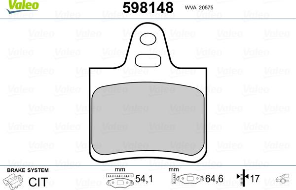 Valeo 598148 - Kit pastiglie freno, Freno a disco autozon.pro