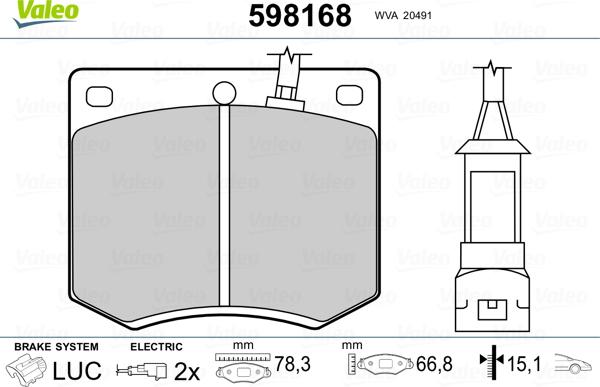 Valeo 598168 - Kit pastiglie freno, Freno a disco autozon.pro