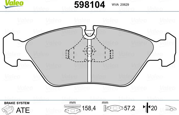 Valeo 598104 - Kit pastiglie freno, Freno a disco autozon.pro