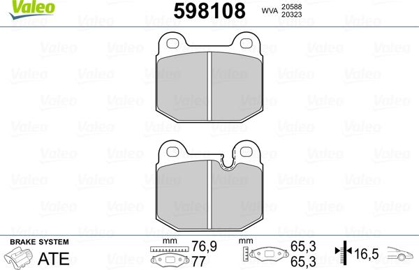 Valeo 598108 - Kit pastiglie freno, Freno a disco autozon.pro