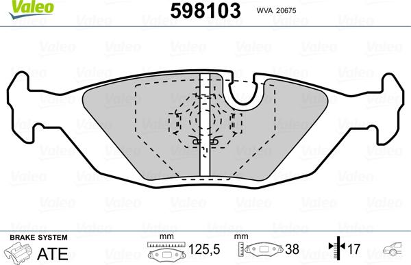 Valeo 598103 - Kit pastiglie freno, Freno a disco autozon.pro