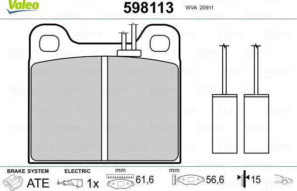 Valeo 598113 - Kit pastiglie freno, Freno a disco autozon.pro