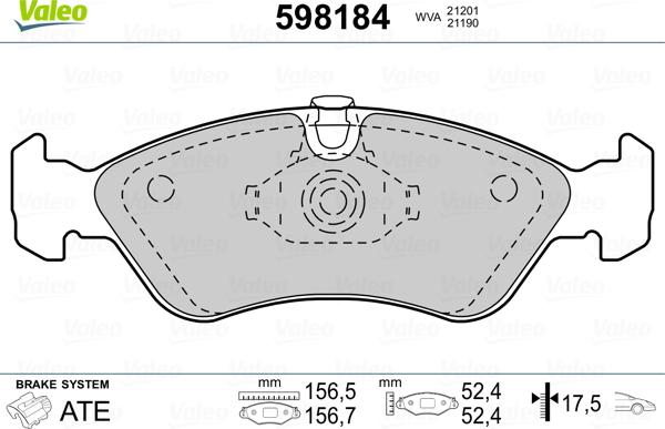 Valeo 598184 - Kit pastiglie freno, Freno a disco autozon.pro