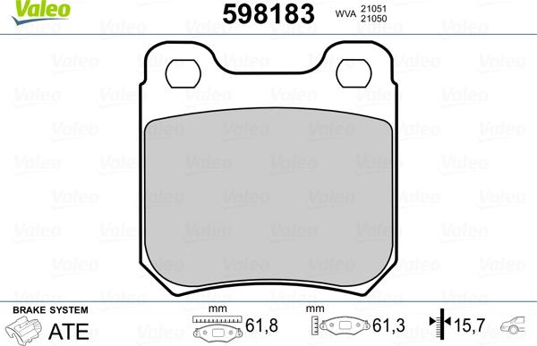 Valeo 598183 - Kit pastiglie freno, Freno a disco autozon.pro