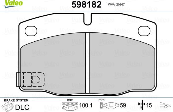 Valeo 598182 - Kit pastiglie freno, Freno a disco autozon.pro