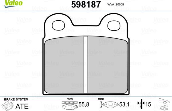 Valeo 598187 - Kit pastiglie freno, Freno a disco autozon.pro