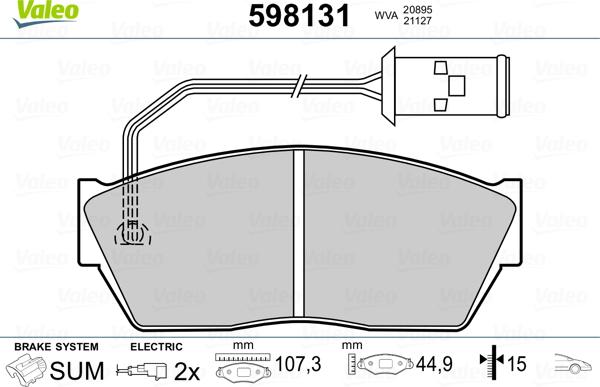 Valeo 598131 - Kit pastiglie freno, Freno a disco autozon.pro