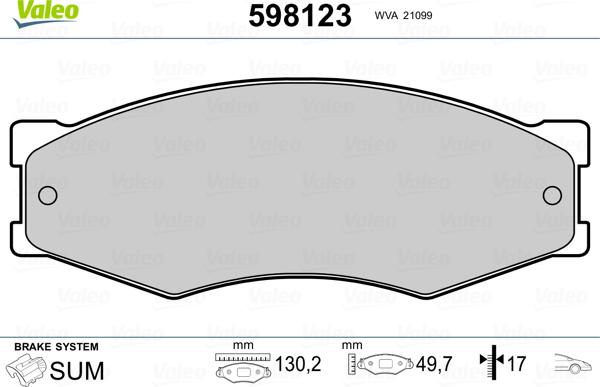 Valeo 598123 - Kit pastiglie freno, Freno a disco autozon.pro