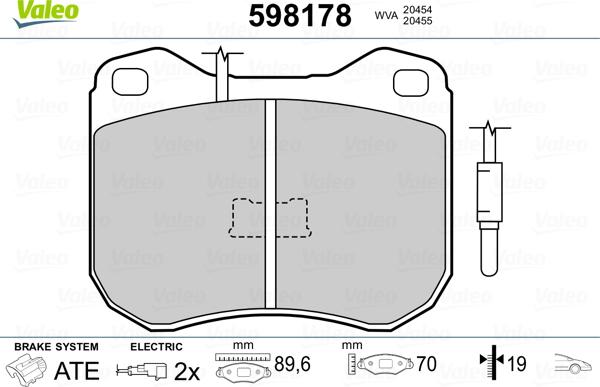 Valeo 598178 - Kit pastiglie freno, Freno a disco autozon.pro