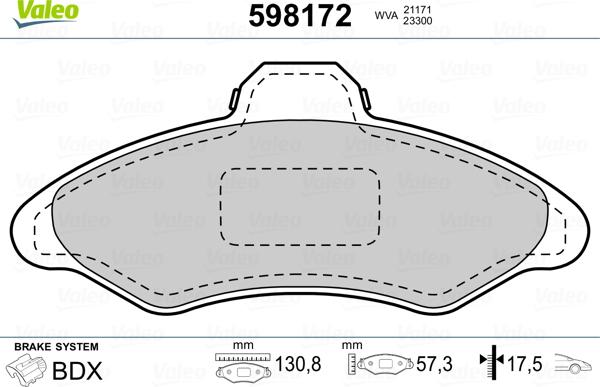 Valeo 598172 - Kit pastiglie freno, Freno a disco autozon.pro