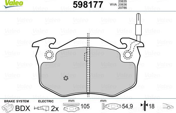 Valeo 598177 - Kit pastiglie freno, Freno a disco autozon.pro