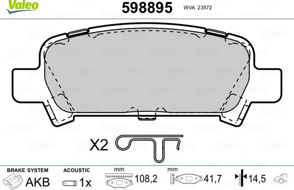 Valeo 598895 - Kit pastiglie freno, Freno a disco autozon.pro