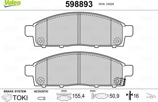 Valeo 598893 - Kit pastiglie freno, Freno a disco autozon.pro