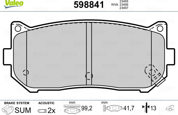 Valeo 598841 - Kit pastiglie freno, Freno a disco autozon.pro