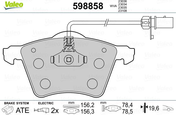 Valeo 598858 - Kit pastiglie freno, Freno a disco autozon.pro