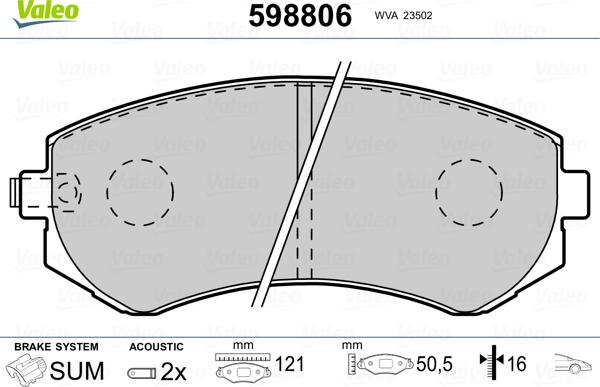 Valeo 598806 - Kit pastiglie freno, Freno a disco autozon.pro