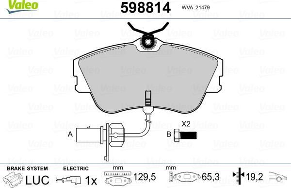 Valeo 598814 - Kit pastiglie freno, Freno a disco autozon.pro