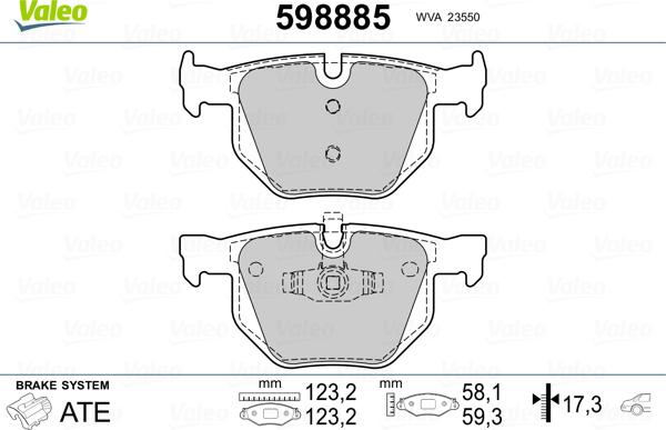 Valeo 598885 - Kit pastiglie freno, Freno a disco autozon.pro