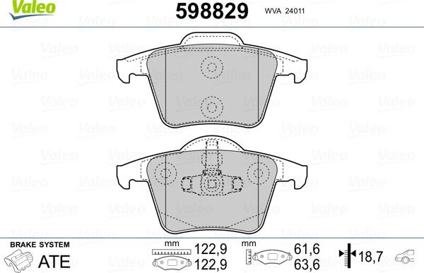 Valeo 598829 - Kit pastiglie freno, Freno a disco autozon.pro