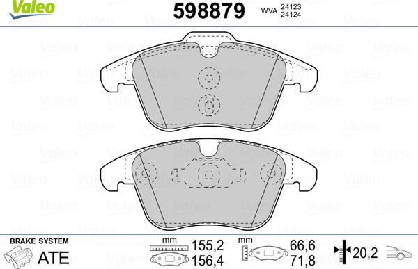 Valeo 598879 - Kit pastiglie freno, Freno a disco autozon.pro