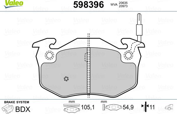 Valeo 598396 - Kit pastiglie freno, Freno a disco autozon.pro