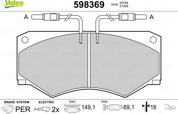 Valeo 598369 - Kit pastiglie freno, Freno a disco autozon.pro