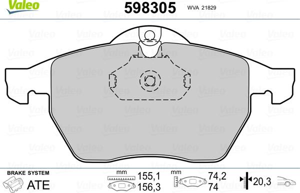 Valeo 598305 - Kit pastiglie freno, Freno a disco autozon.pro