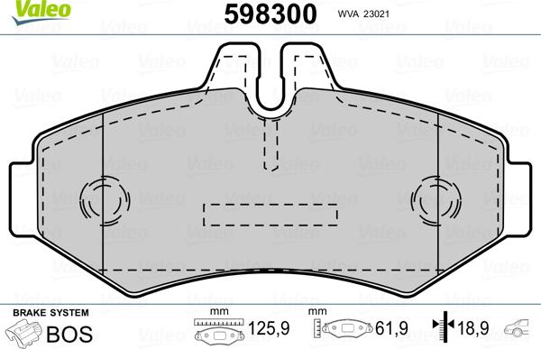 Valeo 598300 - Kit pastiglie freno, Freno a disco autozon.pro