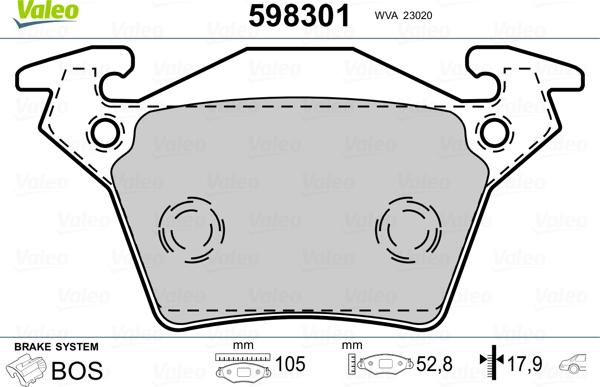 Valeo 598301 - Kit pastiglie freno, Freno a disco autozon.pro