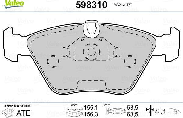 Valeo 598310 - Kit pastiglie freno, Freno a disco autozon.pro