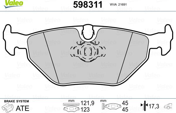 Valeo 598311 - Kit pastiglie freno, Freno a disco autozon.pro