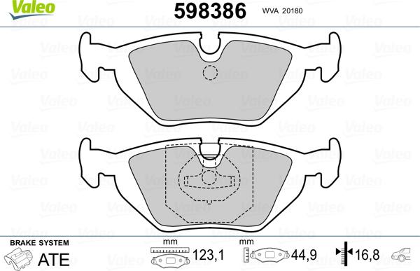 Valeo 598386 - Kit pastiglie freno, Freno a disco autozon.pro