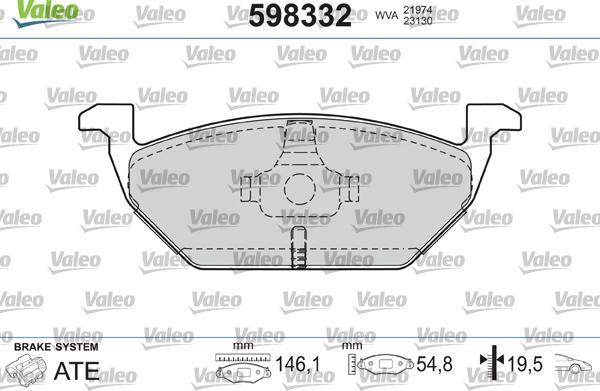 Valeo 598332 - Kit pastiglie freno, Freno a disco autozon.pro