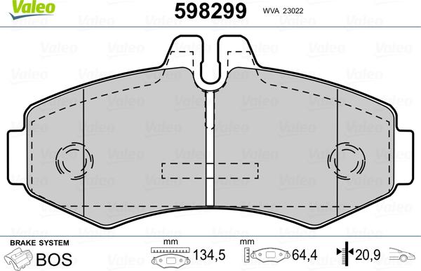 Valeo 598299 - Kit pastiglie freno, Freno a disco autozon.pro