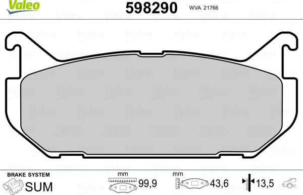 Valeo 598290 - Kit pastiglie freno, Freno a disco autozon.pro