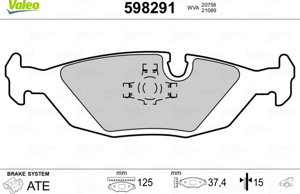 Valeo 598291 - Kit pastiglie freno, Freno a disco autozon.pro