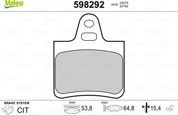 Valeo 598292 - Kit pastiglie freno, Freno a disco autozon.pro