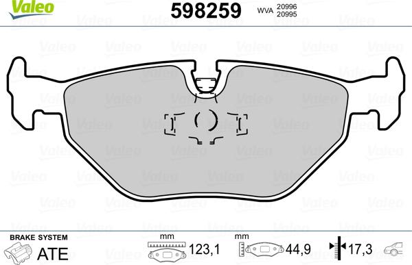 Valeo 598259 - Kit pastiglie freno, Freno a disco autozon.pro