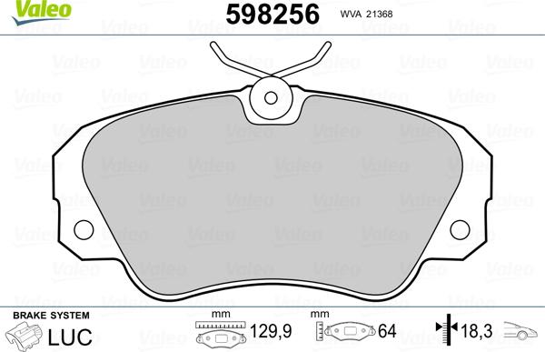 Valeo 598256 - Kit pastiglie freno, Freno a disco autozon.pro