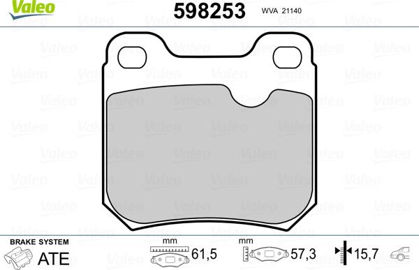 Valeo 598253 - Kit pastiglie freno, Freno a disco autozon.pro