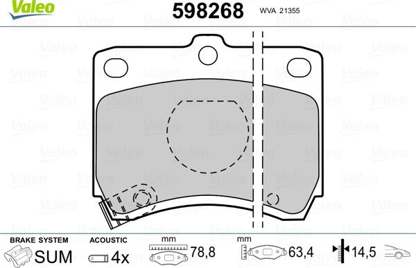 Valeo 598268 - Kit pastiglie freno, Freno a disco autozon.pro