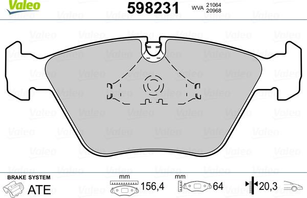 Valeo 598231 - Kit pastiglie freno, Freno a disco autozon.pro