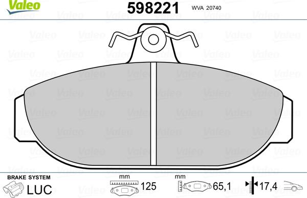 Valeo 598221 - Kit pastiglie freno, Freno a disco autozon.pro