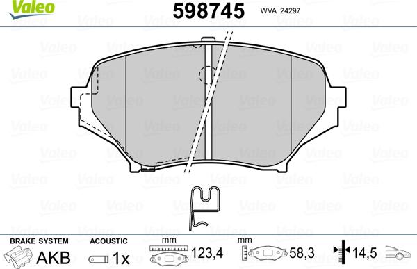 Valeo 598745 - Kit pastiglie freno, Freno a disco autozon.pro