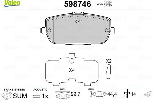 Valeo 598746 - Kit pastiglie freno, Freno a disco autozon.pro