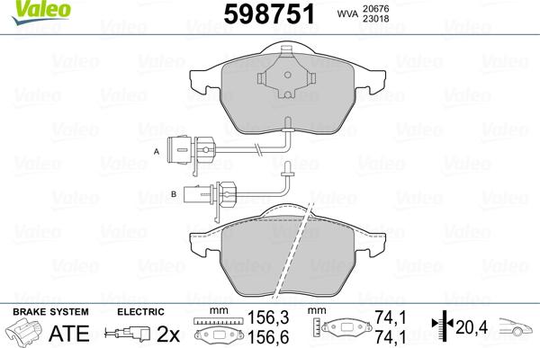 Valeo 598751 - Kit pastiglie freno, Freno a disco autozon.pro